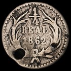 Guatemala - 1/4 Real - 1862 - KM#130 - Silver .903 - 0.022 ASW — photo 3