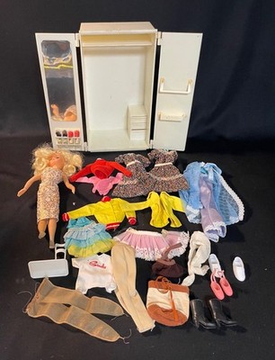 VINTAGE SINDY DOLL W/ WARDROBE, CLOTHING, SHOES