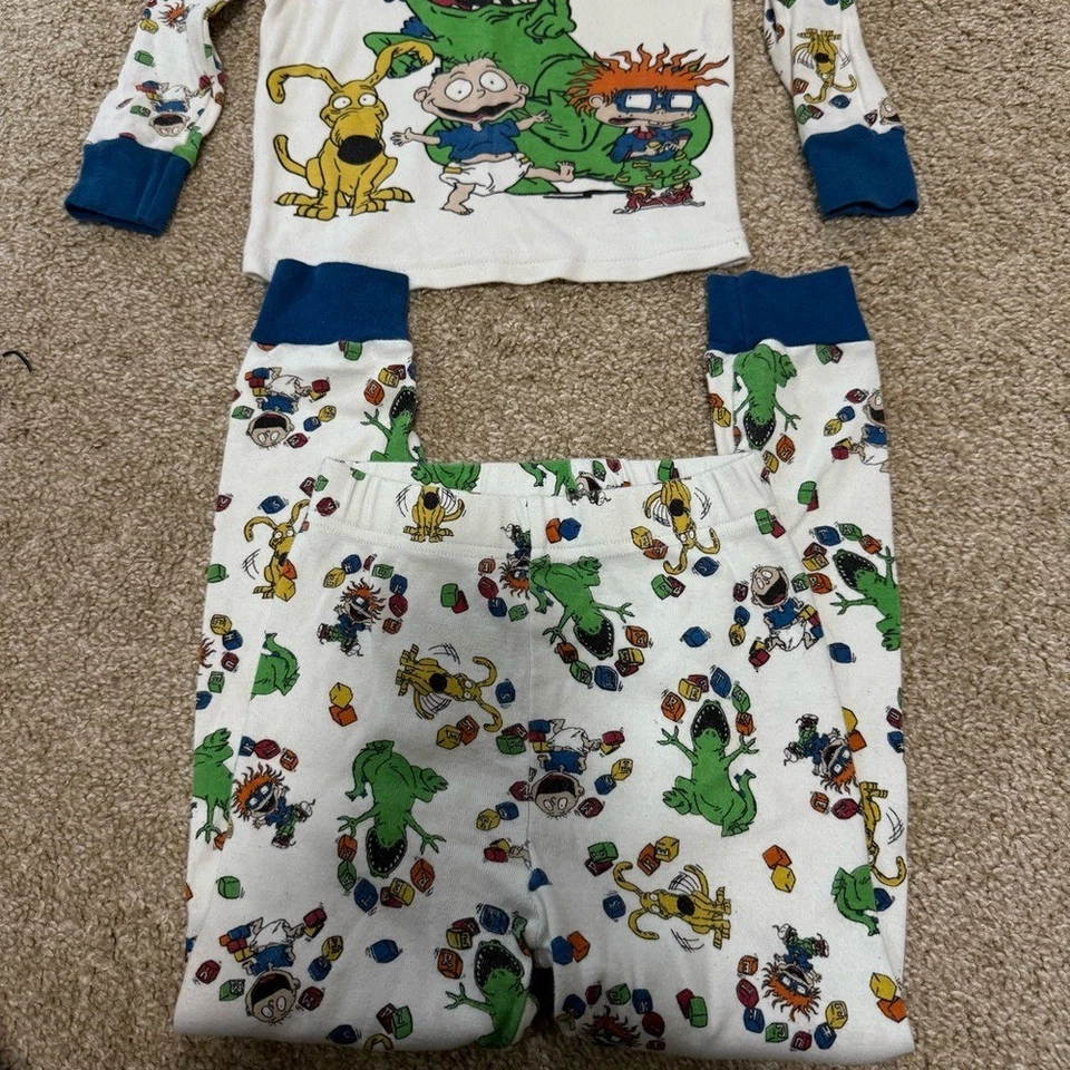 Винтажный 1998 Kids Rugrats 2 изделия пижамы комплект длинным рукавом Nickelodeon хлопок 5T - Изображение 3 из 4