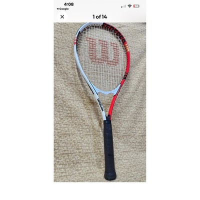 Wilson Roger Federer 110 Tennis Racket White Red Black power strings
