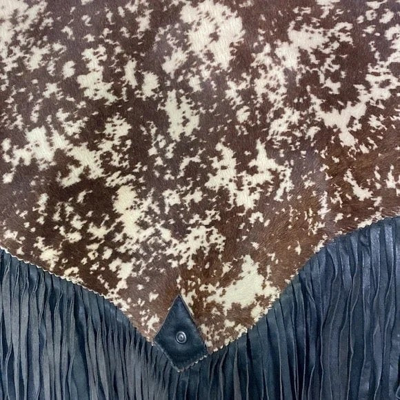 Giacca di pelle Michael Hoban vintage North Beach Pony Yoke con frange‎