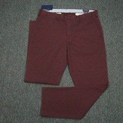 Polo Ralph Lauren Pants Men 36x32 Red Maroon Stretch Straight Twill Trouser NWT