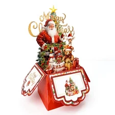 Christmas 3D Pop-Up Greeting Card SantaFestive Holiday Card Christmas Gift