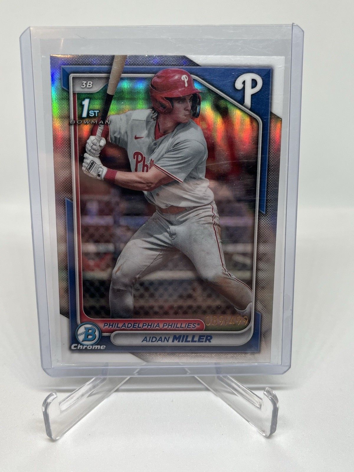 Topps 2024 Bowman Chrome Refractor Rookie Aidan Miller /499 BCP-27 Phillies