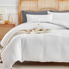 Waffle Weave Duvet Cover King Size, White Textured Duvet Cover