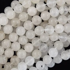 Natural Angola Off White Crystal Quartz Round Beads 15" Strand 6mm 8mm 10mm