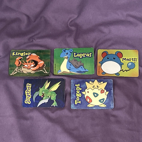 Lot of 5 Vintage Pokemon Magnets 2000 Kingler Lapras Togepi Scyther Marill