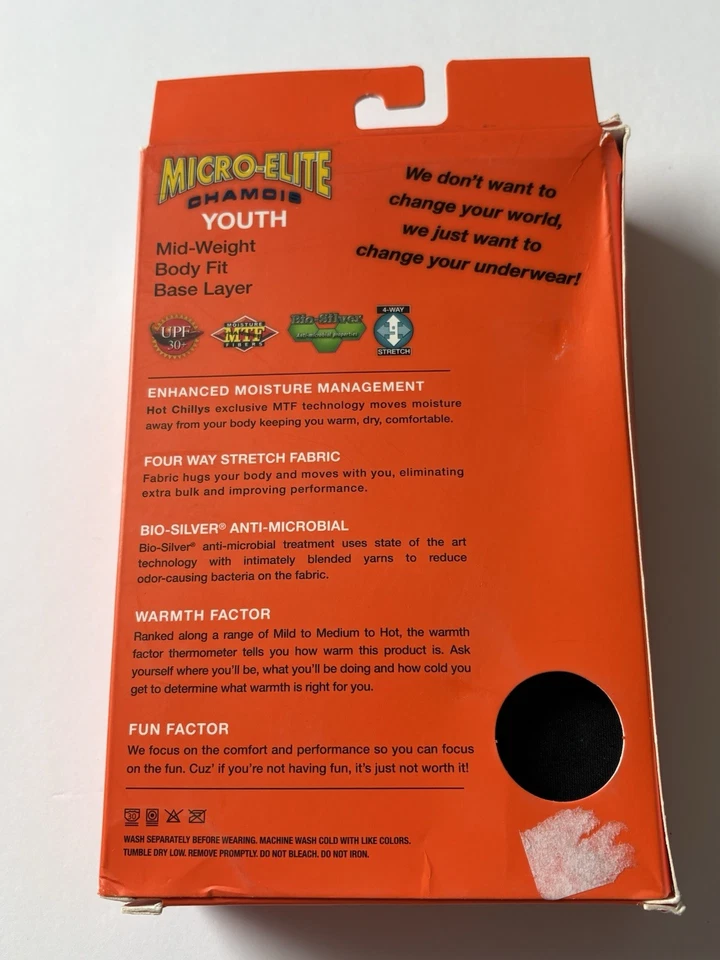 Hot Chillys Micro Elite Gamuza Juvenil Pequeño Cuello Redondo Top Capa Base - HC9551 NUEVO CON ETIQUETAS Foto 2 de 4