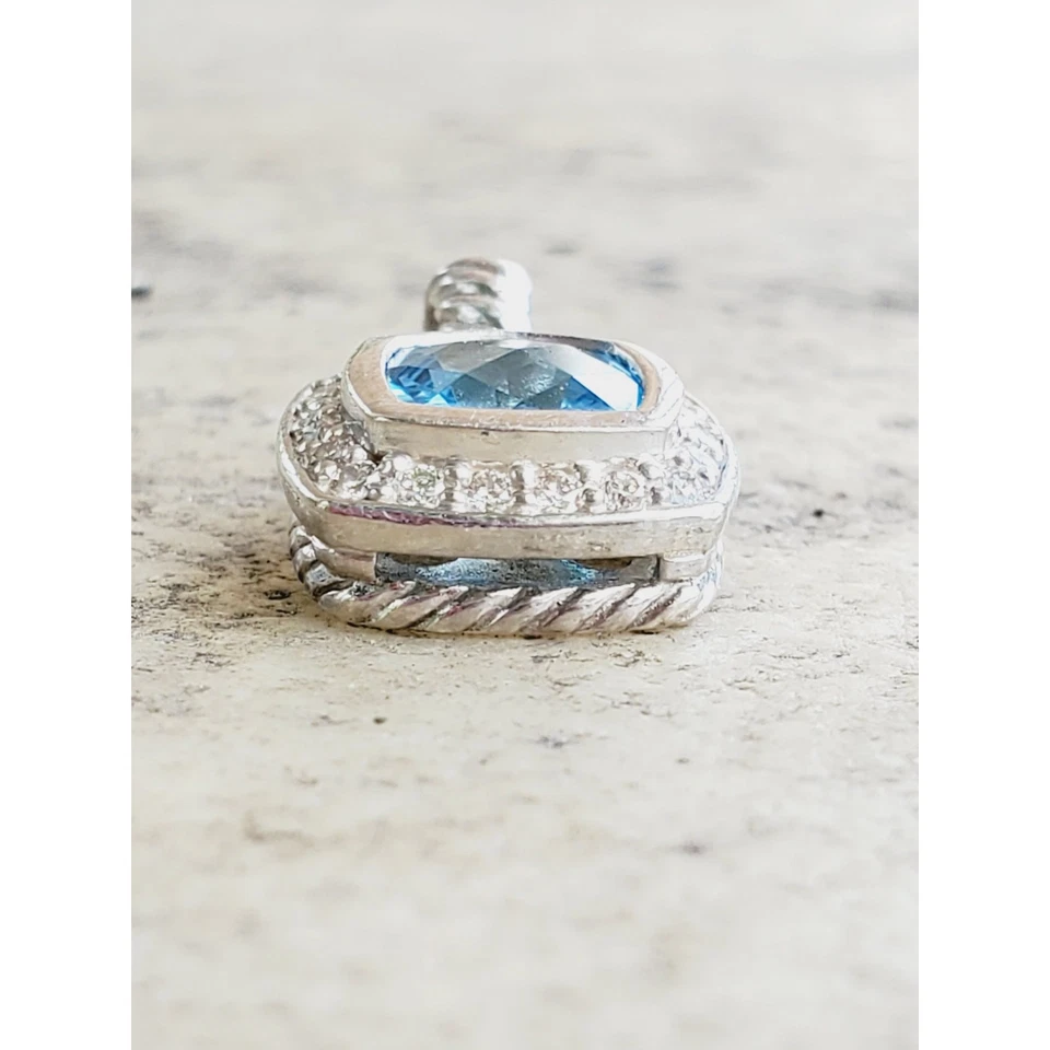Colgante David Yurman Topacio Azul Diamantes Albión en Plata de Ley 925 Foto 4 de 4
