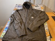 Mens Carhartt Rockford rain defender water repellent jacket ukL army brown