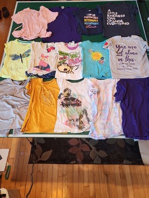 Lot Of 14 Girls T-shirts -  Size S-M, Various Styles, Colors, and Brands