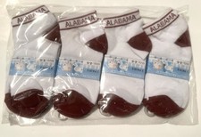 12 Pairs Kids Alabama Crimson Tide Ankle Socks Size 4-6 White  Crimson NEW