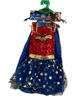 Girl's Wonder Woman 2pc Costume Sz 10-12 Tiara Dress Up