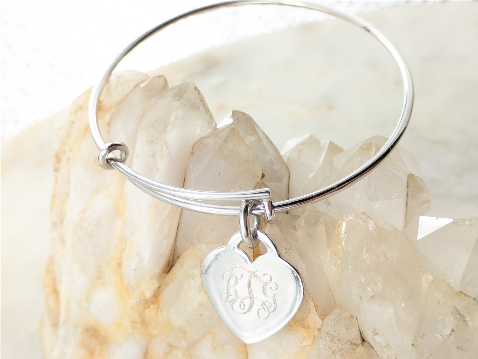 Vintage Solid Sterling Silver BTG Monogramed Hear… - image 2