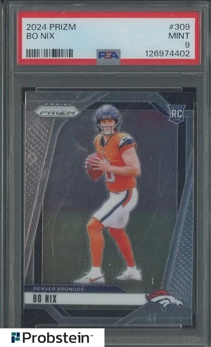 2024 Panini Prizm #309 Bo Nix Denver Broncos RC Rookie PSA 9 MINT