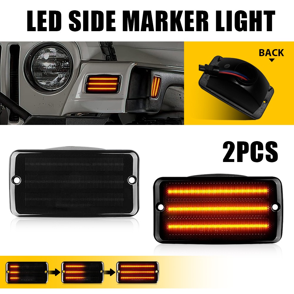 LED Front Fender Side Marker Bumper Signal Lights For 1997-06 Jeep Wrangler TJ A
