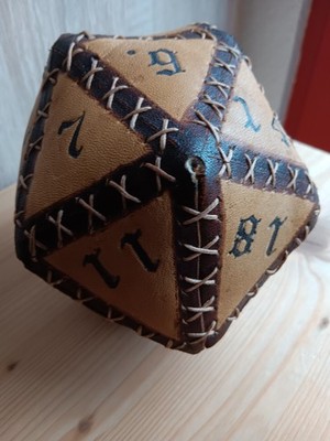 Echt Dice 20 Ledertasche. Pen und Paper Zubehör. Ca: 13 x 13 cm