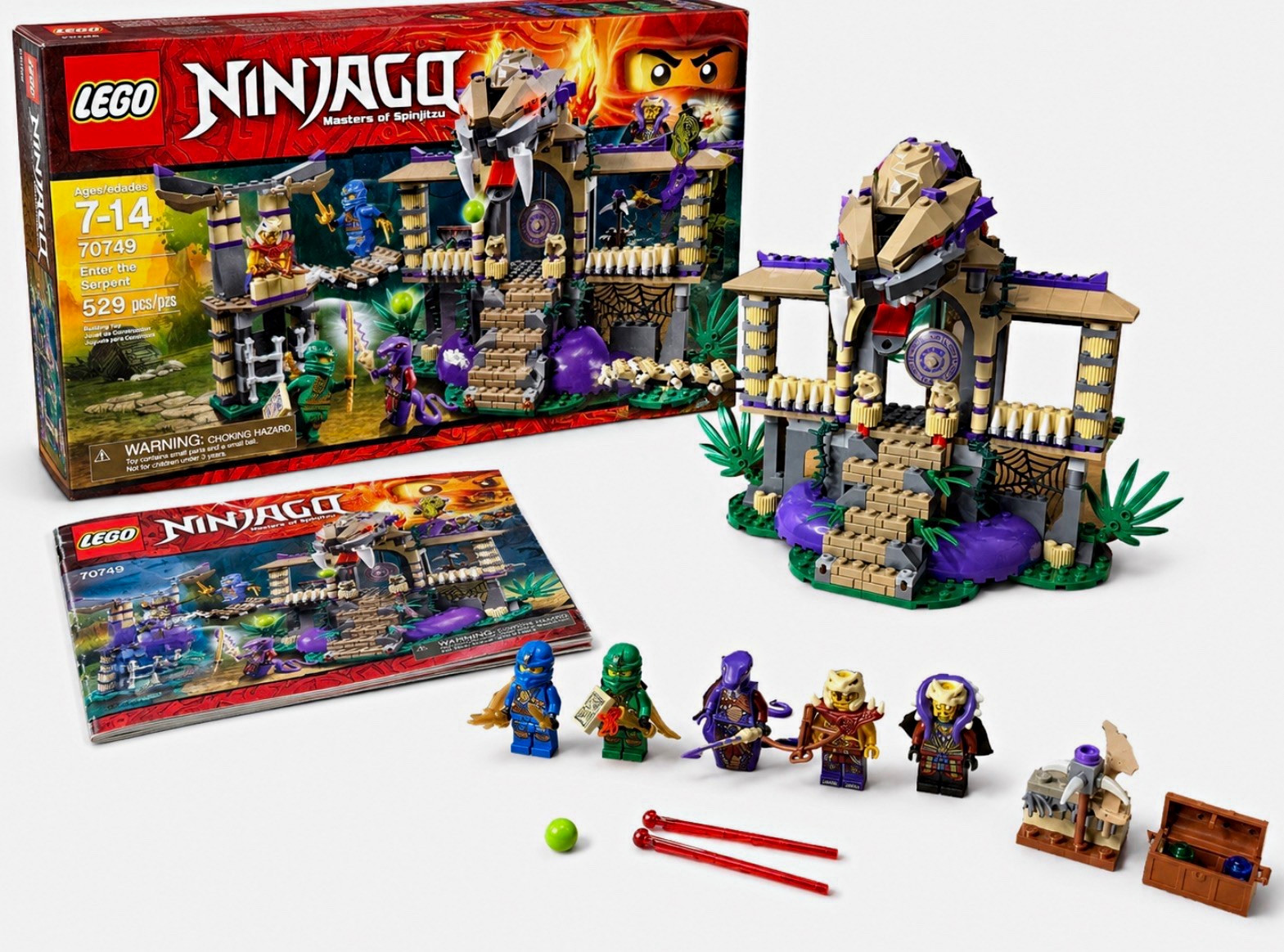 LEGO NINJAGO 70749 Enter the Serpent w/ Box & Instructions (missing side tower)