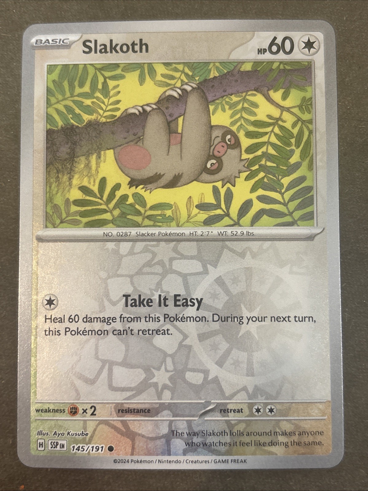 Slakoth 145/191 Sv08: Surging Sparks Reverse Holo Pokémon TCG NM