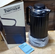 Vintage Crown Corning Thermique Strata 2 Quart Thermal Server Black & Chrome