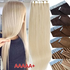Seamless Tape In Human Hair Extensions Invisible Skin Wefts Remy Full Head 40PCS