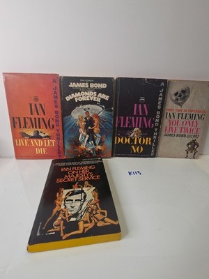 Vintage-James Bond Book Lot (5) Ian Fleming- Doctor No- Diamonds Are Forever