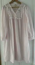 Vintage Pink Nightgown L/XL Lace Embroidered Prairie Coquette Grannycore Dress