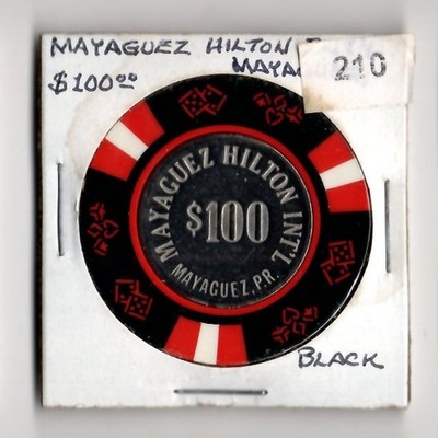 1986 HILTON INTERNATIONAL MAYAGUEZ PUERTO RICO $100 CASINO CHIP CG084857