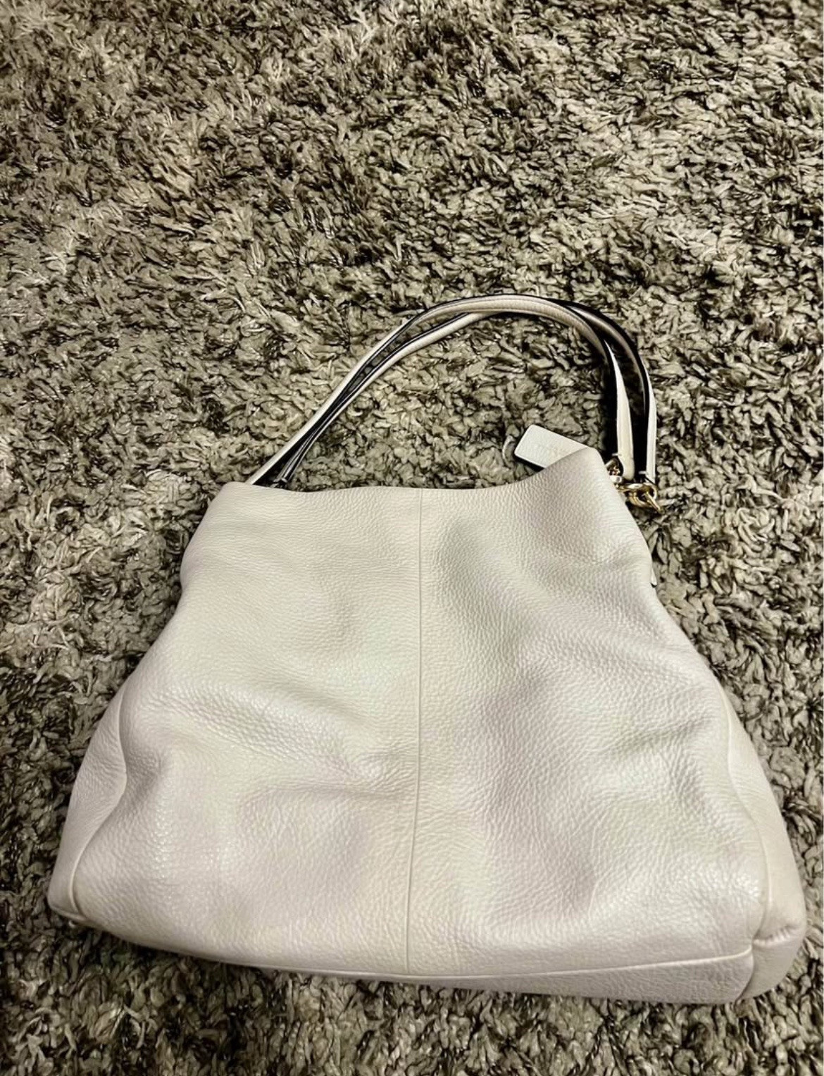 Coach Phoebe Pebble Leather Shoulder Satchel in Cream Gold