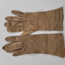 80s Vintage Leather Gloves Brown Italy Scalloped Edge Ladies Size Small