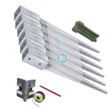 6x ALBERTS Einschlagbodenhülse Pfostenträger Anker 900x91x91 mm mit Zubehör