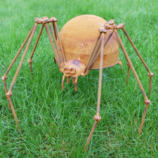 Rusty Metal Garden Spider Ornament Outdoor Art Industrial Sculpture 27cm