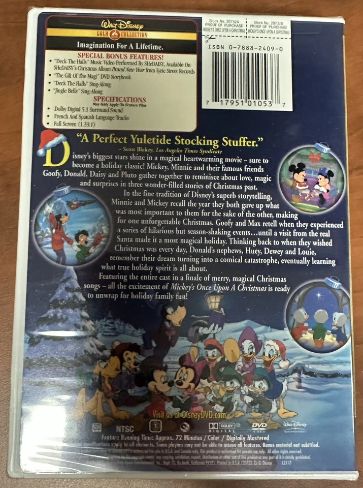 Disney’s Mickey’s Once Upon a Christmas (DVD) Gold Collection New/Sealed - Image 2 of 2
