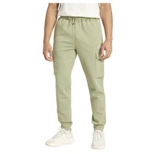 adidas Essentials Fleece Drawstring Cargo Pants Mens Green Casual Athletic Botto