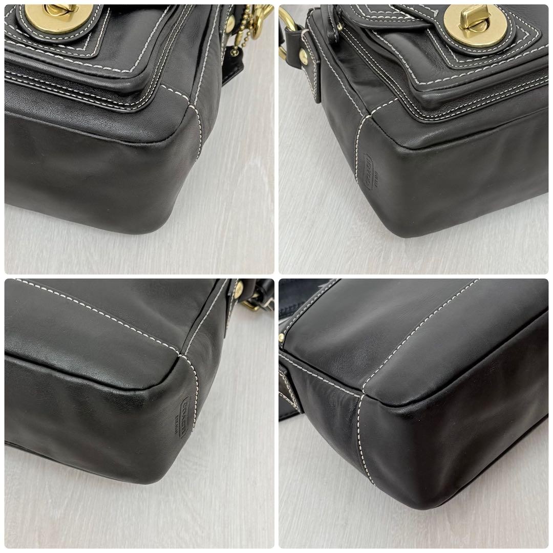 COACH Legacy Turnlock Shoulder Bag Black Pink Leather 65th