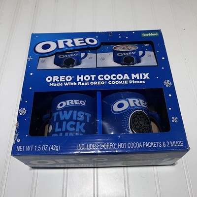 NIP OREO Mugs 2pk with 2 OREO Hot Cocoa Mix Box Set