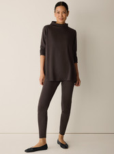 EILEEN FISHER Cozy Brushed Terry Hug High-Waisted Leggings - COFFEE
