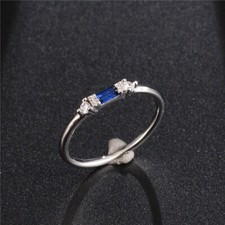 Silver Plated Ring For Christmas Gift 1.52 CT Simulated Sapphire Ring for Girls