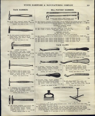 1914 PAPER AD Robertson Bill Posters' Hammer 36'' Magnetic Atha Sledge 