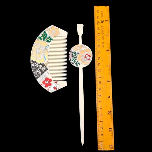 Japanese Kanzashi Bachi Hairpin Hair Stick Style Comb Set Geisha Ornament K31 - Picture 22 of 23