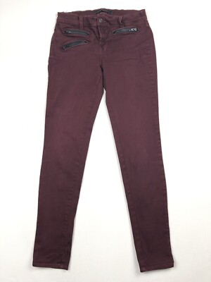 J Brand Zoey Triple Zip Super Skinny Jeans Jeggings Lava Maroon   Size 26