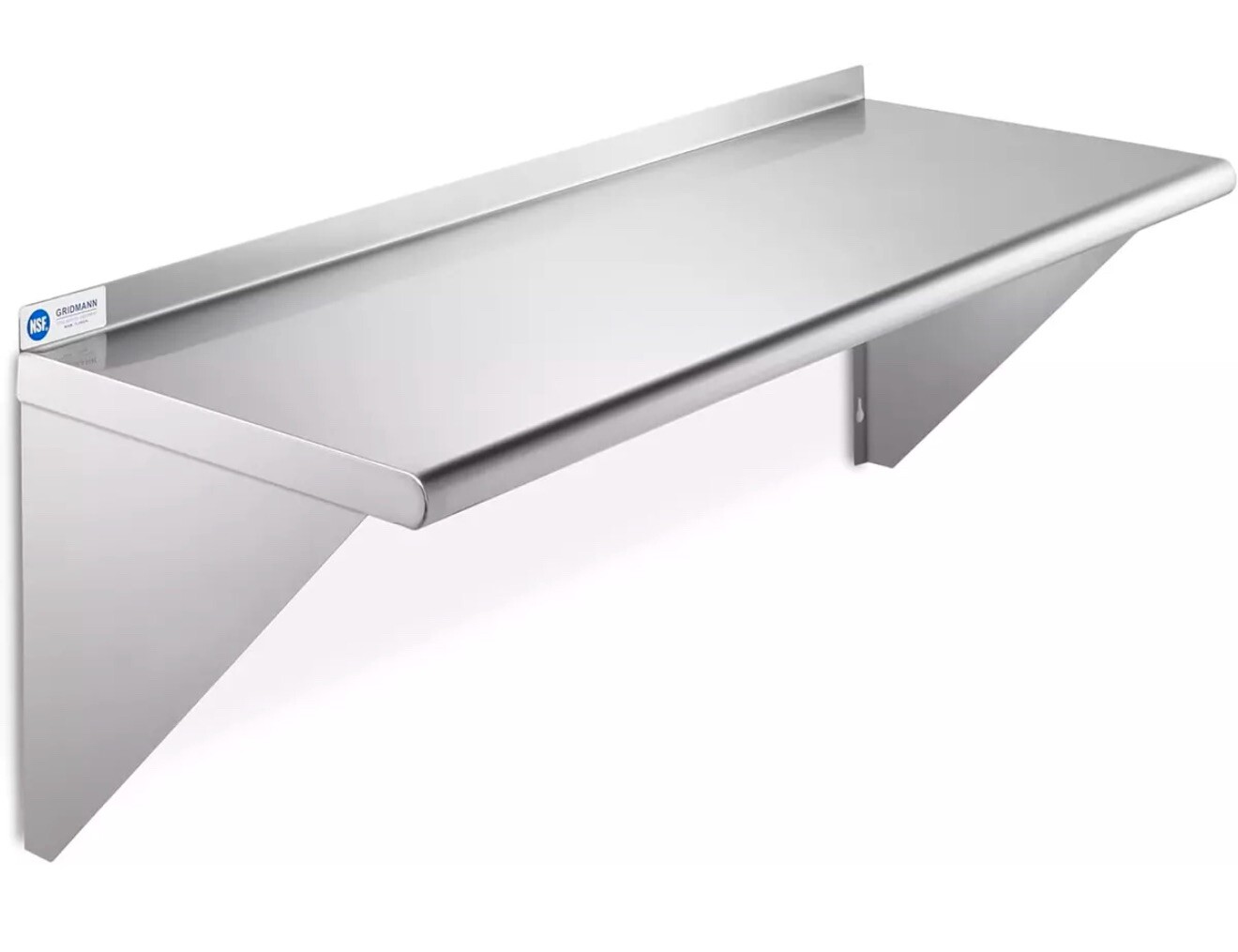 GRIDMANN 14" X 36" Stainless Steel Wall Mount Shelf with Backsplash, Commercial 