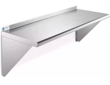 GRIDMANN 14" X 36" Stainless Steel Wall Mount Shelf with Backsplash, Commercial 