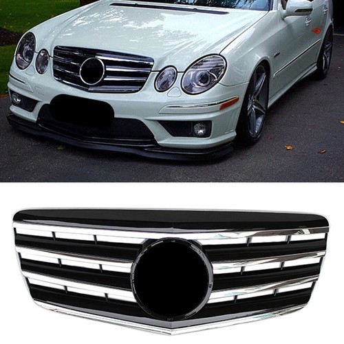 Front Grille Grill For Mercedes Benz E-Class W211 2007-2009 2008 Chrome Black - Foto 1 di 4