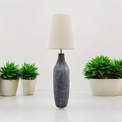 Extra große Stehlampe aus grauem Zement mit Empire-Schirm - moderne Wohnbeleuchtung Dekor