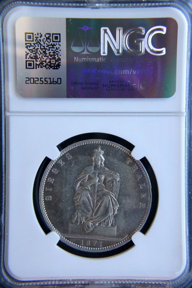 Germany,Prussia 1871 1 Thaler Victory Over France NGC AU55 - Image 3 of 4