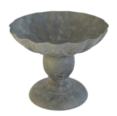 Schale Metallschale mit Fuß Übertopf Pflanzschale rund Garten Shabby