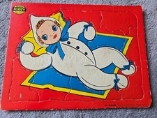 Vintage Puzzle Built Rite Furry Inlaid Sta-In-Place Baby Doll Made in USA