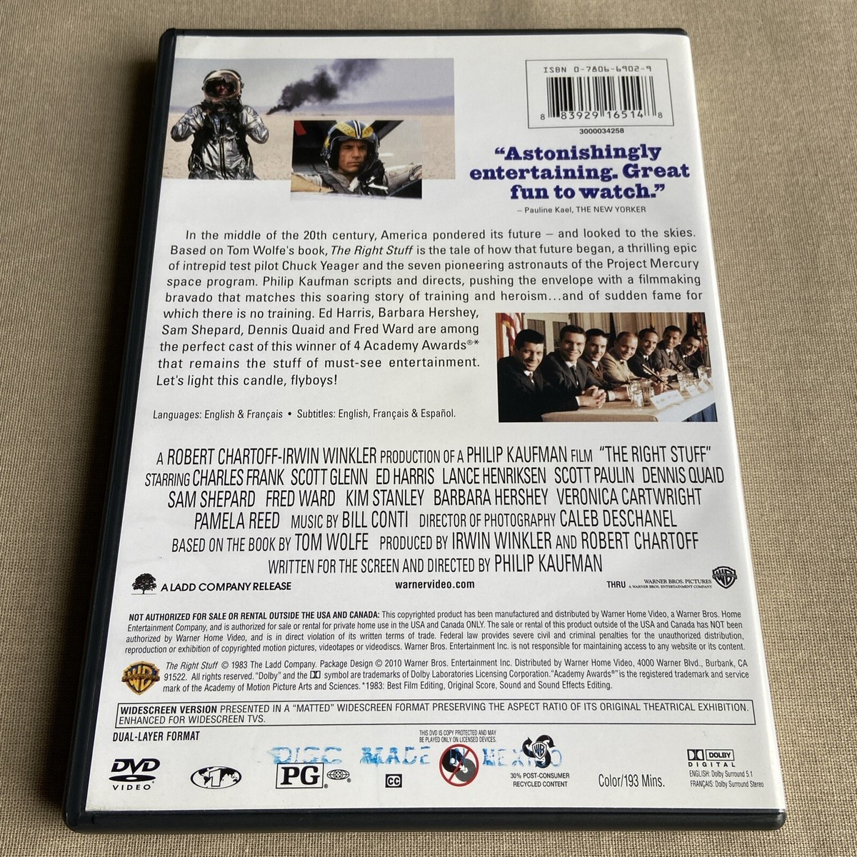The Right Stuff (DVD, 1983) Sci-Fi Adventure Sam SHepard Scott