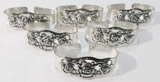 6 gro&szlig;e Serviettenringe WMF Hildesheimer Rose versilbert offen 5,8x2cm
